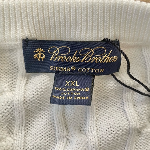 Brooks Brothers men’s supima cotton new crew neck long sleeve sweater white - Picture 4 of 5